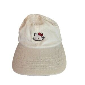 LazyOaf X Hello Kitty Womens White Cap Red Bow Tie Embroidered Hello Kitty Front